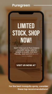 Pure Green เพียวกรีน สเปรย์กันยุงตะไคร้หอม ขนาด 75 cc. บรรจุ 4 ขวด