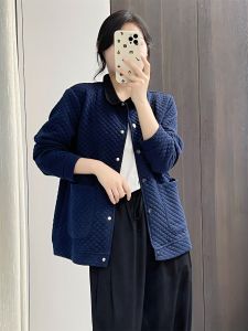 เสื้อแจ็คเก็ตคอตตอนแขนยาวผู้หญิงฤดูใบไม้ผลิ 2025 ทรงหลวม สไตล์เกาหลี ปกเด็ก แขนยาว ปกติ ปกติ ปกติ