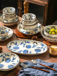 TINY HOME | Underglaze Painted Retro Ceramic Tableware Set For Fish and General Use