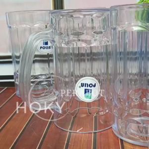 6 PCS GELAS PLASTIK MIKA KRISTAL GAGANG BESAR ISI 450 MILI