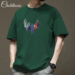 Summer New Mens Cotton T-Shirt Thin Breathable Loose Fashionable Slimming Trendy Top Youth Short Sleeve round Neck Print