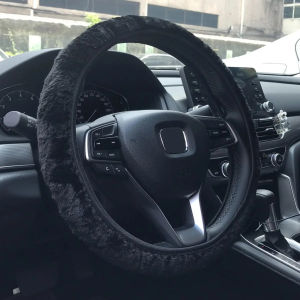 Fluffy Steering Wheel Cover Short Plush Auto Accessories for Men and Women with Inner Ring Universal 15 Inch