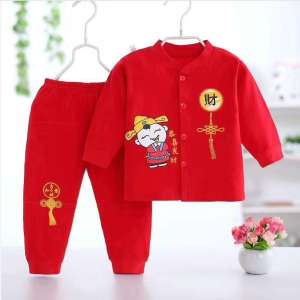 Bộ Quần Áo Hai Mảnh Cho Bé Trai Quần Áo Sơ Sinh Mùa Thu Quần Áo Trẻ Em Phong Cách Trung Quốc Áo Khoác Cotton Họa Tiết Hoạt Hình