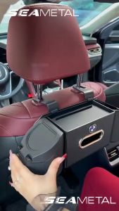 SEAMETAL กล่องเก็บของเบาะหลังรถยนต์ การจัดเก็บรถ กล่องทิชชู่ ที่วางแก้ว ที่วางโทรศัพท์ ติดตั้งง่ายตะขอแขวนป