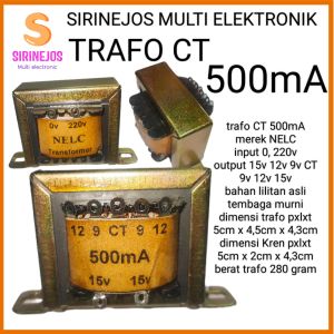 ZP442 TRAFO CT 500mA MEREK NELC TRAVO CT SETENGAH AMPERE CT 15