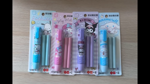(1 + 2 Refills) Sanrio Press Click Eraser Rubber Melody Kuromi Cinnamoroll Pochacco Stationery School Kids