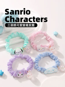 Sanrio Cute Cartoon Hair Accessories Folded Bow Headband Hair Rope for Daily Use Matching with Kuromi And Hello Kitty