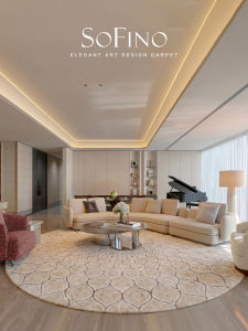 SoFINO | Vintage Cream Minimalist Circular High-class Wool Rug