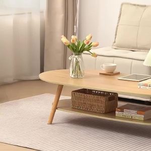 AIBM Simple Modern Desk Double Coffee Table Apartment Living Room Wooden Coffee Table Tea Table Desk