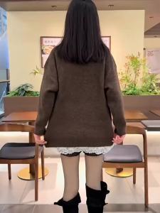 Autumn Winter New Thick Popular Elegant Loose Casual Cover Buttocks Sweater