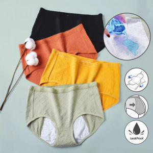 KUCHAR Leak Proof Menstrual Panty for Women Physiological Hygiene Period Panties Middle Waist Pure Cotton Waterproof Underwear Breathable Briefs Female