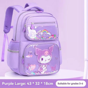 Kuromi ใหม่อุปกรณ์ลดน้ำหนักกระเป๋านักเรียนสำหรับเด็กเกรด1-6กระเป๋านักเรียนกันน้ำความจุมากเป้สะพายหลังไปโรงเรียนเด็กระดับ1-6นักเรียนระดับประถมศึกษา