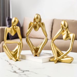 Thinker Sculpture Figurine Home Decor Statues Modern Bookcase Decor Artwork Decor Desktop Ornament Art Home Decoration