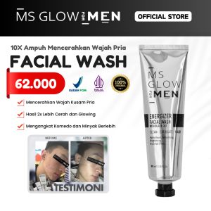 FACIAL WASH MS GLOW FOR MEN MS Glow For Men Sabun Wajah Energizer Facial Wash 3in1 Wash Scrub dan Masker Facial MS GLOW FOR MEN sabun wajah pria ms glow mengangkat sel kulit mati mencerahkan wajah facial wash ms glow men