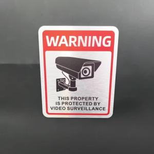 4pcs Aluminum plate monitoring prompt sign English warning sign private territory courtyard monitoring area sign
