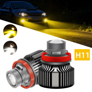KEVANLY | 1Pair H11 9005 HB3 LED Bulbs Auto Laser Headlight Bulb Mini Projector Lens Light White Yellow Super Bright Driving Fog Lights