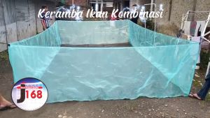 Promo Terbaru Keramba Ikan Waring jaring Kombinasa kasa hijau alas RK double siap pakai ukuran 5x3x1