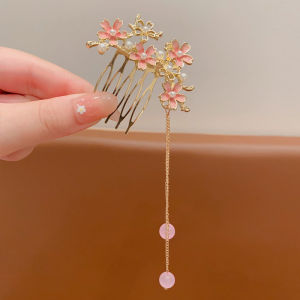 New Style Korean Version Childrens Hanfu Hair Accessories Girls Floral Hair Comb Little Girl Wind Step Rooster Lost Hairpin