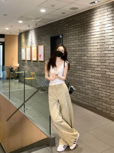 YUFUQING | Khaki Wide Leg Pants High Waist Casual Versatile Fashionable Commute Style Loose Slimming Summer Leisure Trousers