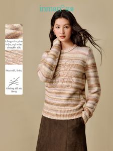 INMAN | Áo Sweater Form Rộng Có Hoa Văn Sọc Dần Thay Đổi Mùa Thu