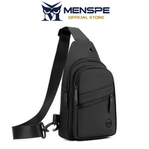 MENSPE Mens Chest Bag Cross Body Bag Waterproof Travel Shoulder Bag Large Capacity Casual Bag Earphone Hole Design Men Fashion Shoulder Bag Leisure Sport Street Bag for College Student