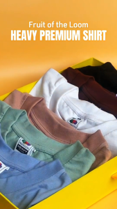 Fruit of the Loom Heavy Premium Tshirts for Men & Women 100% Cotton Mens T-shirts Basic Daily Tops Plain Natural Cotton