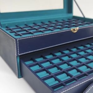 Kotak Box Cincin Batu Akik Kaca Jahit Model Susun - 100 Petak