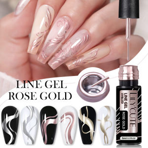 LILYCUTE 5ML Gold Silver Metallic Liner Gel Nail Polish Super Bright Mirror Effect Semi Permanent Painting Graffiti Nail Art