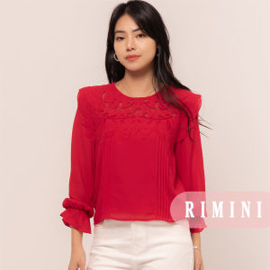 RIMINI - Atasan Wanita Formal Ruffle Lengan Panjang Size XS-3XL - Suorsdey Top 525097