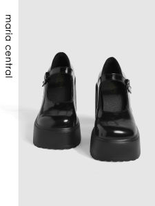 ญี่ปุ่น Ulovaizen Mary Jane รองเท้าเดี่ยว 10 ซม.เพิ่มความสูงด้านล่างหนา ผู้หญิง รองเท้า เรียบง่าย สไตล์ ระบายอากาศได้ดี Chunky Heel รองเท้าส้นสูง อินเทรนด์