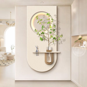 Creamy Style Decorative Artwork Wall Lamp Painting Green Plant Corridor Entrance Decorative Picture 3D Effect Modern Home Decor