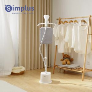 Simplus Standing Garment Steamer 2.1L Large Water Tank 40g/min Steam Output 3-Section Telescopic Pole 40s Quick Heat 11-Level Temperature Control 2000W Power Boost