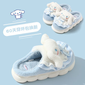 รองเท้าแตะผ้าฝ้ายเด็กผู้หญิง ฤดูใบไม้ร่วง/ฤดูหนาว รองเท้าแตะผ้าขนแกะหนา รองเท้าแตะแบบสวมสำหรับคุณแม่และลูกสาว รองเท้าแตะบ้าน EVA