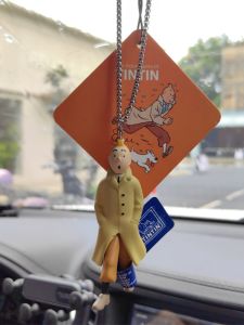 Adventure of Tintin Car Rearview Mirror Pendant Mens Interior Decoration Aromatherapy Hanging Ornament for Automobiles