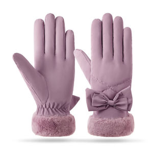 Women Cold Resistant Winter Gloves Thick Fleece Windproof Touch Screen Gloves for Outdoor Cycling and Driving