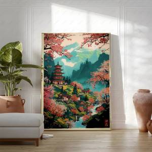 Bandai | 1 Wave Landscape Japanese Wall Art Poster Mount Fuji Sunrise Wave Canvas Print for Modern Living Room Home Decor Poster Canvas
