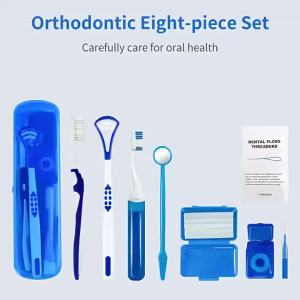 8Pcs/set Dental Care Kit Teeth Cleaning Braces Toothbrush Interdental Brush Floss Thread Ortho Wax Portable Travel Kit