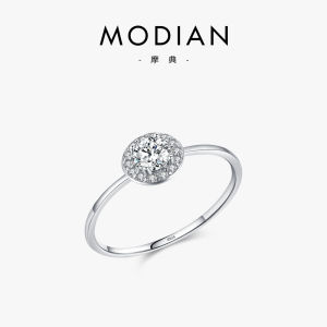 Modian 925 แหวนเงินสเตอร์ลิงพร้อมฝังเซอร์โคเนียเครื่องประดับแฟชั่นเรียบง่ายมีสไตล์สําหรับผู้หญิง