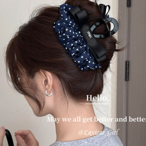 Korean Style Heavy Duty Folded Polka Dot Bow Tie Hair Clip Womens Hair Accessories Shark Clamp Hair Card Holder Headwear