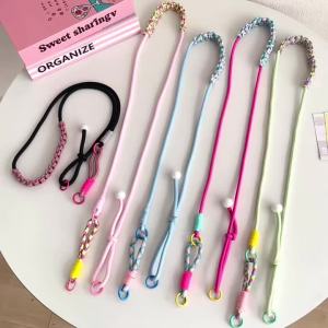 Korean Mobile Phone Lanyard Woven Portable Anti-loss Handing Rope Crossbody Adjustable Strap Colorful Rope Chain