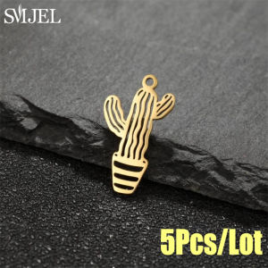 5pcs Cute Stainless Steel Flower Charms for Jewelry Making Cactus Dandelion Maple Leaf Pendant Mini Charm Bracelet Earrings DIY