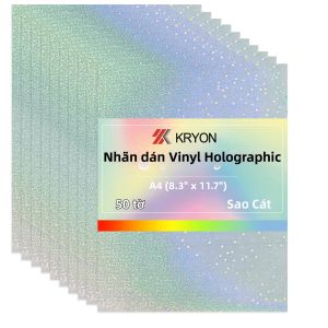 50 Tờ Giấy Dán Hình Sao Cát Holographic A4 8.3x11.7 Inch Phim Vinyl Tự Dính Có Thể Laminating Lạnh Dùng Cho Dự Án Ảnh