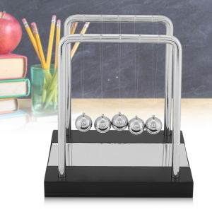 [ELE]Của Newton Đế Cân Bằng Thép Không Gỉ Bóng Vật Lý Học Con Lắc Đồ Trang Trí Bàn Đồ Chơi(Silver)