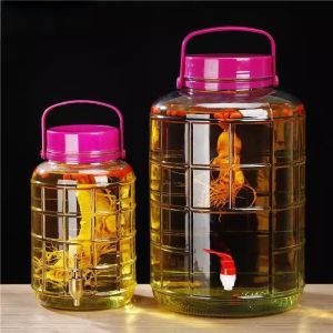 TEKANAI | Thickened Glass Jar with Cap Food Grade Infusion Bottle with Spigot 10 liters
