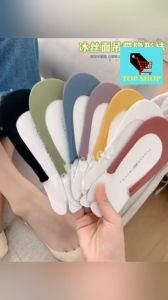 Top Shop 1pair Ice Silk Sling Socks for Women Summer Boat Socks Shallow Mouth Non-Slip Invisible Socks
