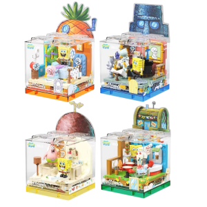 Spongebob Building Blocks Box Patrick Star Krusty Krab Squidward Tentacles Room Model Assembled Toy Ornaments Childrens Gift