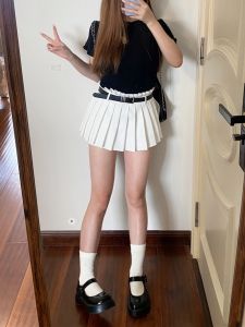 Váy Ngắn Xếp Ly Cạp Cao Phong Cách Hàn Quốc Chống Hở Hang Cho Nữ Cỡ Lớn Váy Chữ a Váy Ngắn Xếp Ly Thiết Kế Vòng Eo