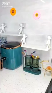 【COD】Wall Hanging Bathroom Human Hook Rack Floating Wall Ledge Plastic Organizer Shelf