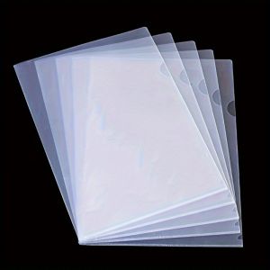 30 Pack PVC L-Shaped A4 Document Folders Transparent File Envelopes for Office and Home Organization