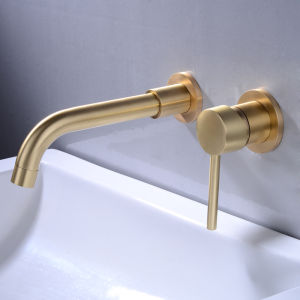 Biggers Brass Wall Mounted Bathroom Basin Faucet Wash Sink Tap Cold Hot Water Mixer Single Handle Control